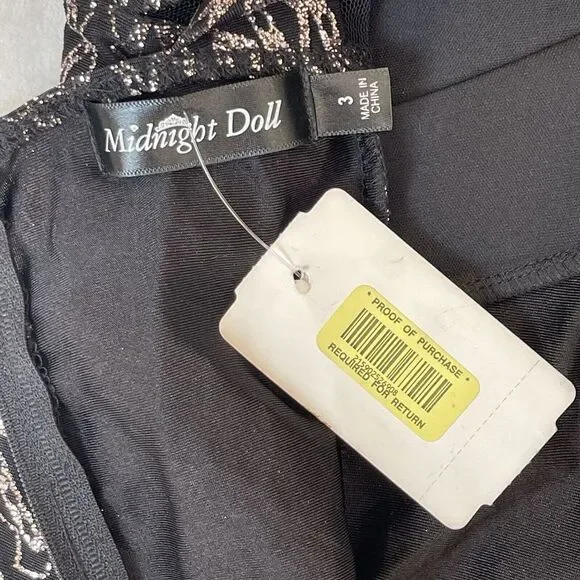 Midnight Doll Dress Juniors Size 3 Black Pink‎ Glitter Whimsigoth Cocktail Event - Picture 7 of 9